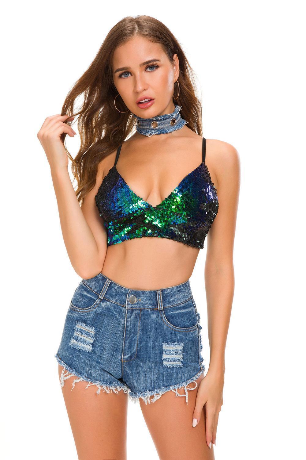 High-Waisted Ripped Denim Shorts For Women - Sexy Distressed Mini Jean With Cutouts Summer Clubwear B1