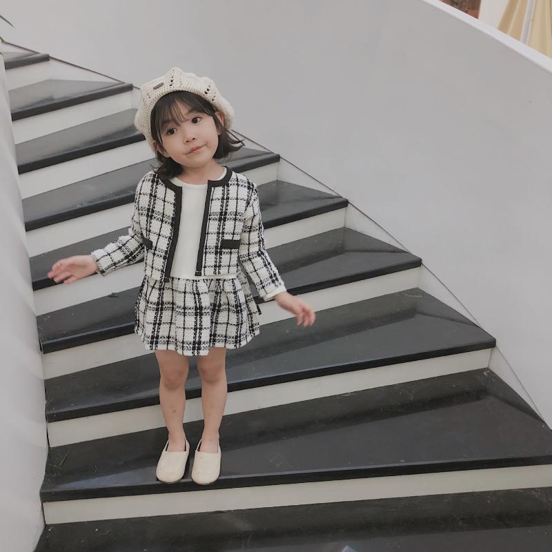 LZH 2020 Autumn fashion Children Girls Clothing Plaid Coat+Long-leeved Dress 2Pcs Outfits Suit Kids Clothes Girls Sets 2-6 Years