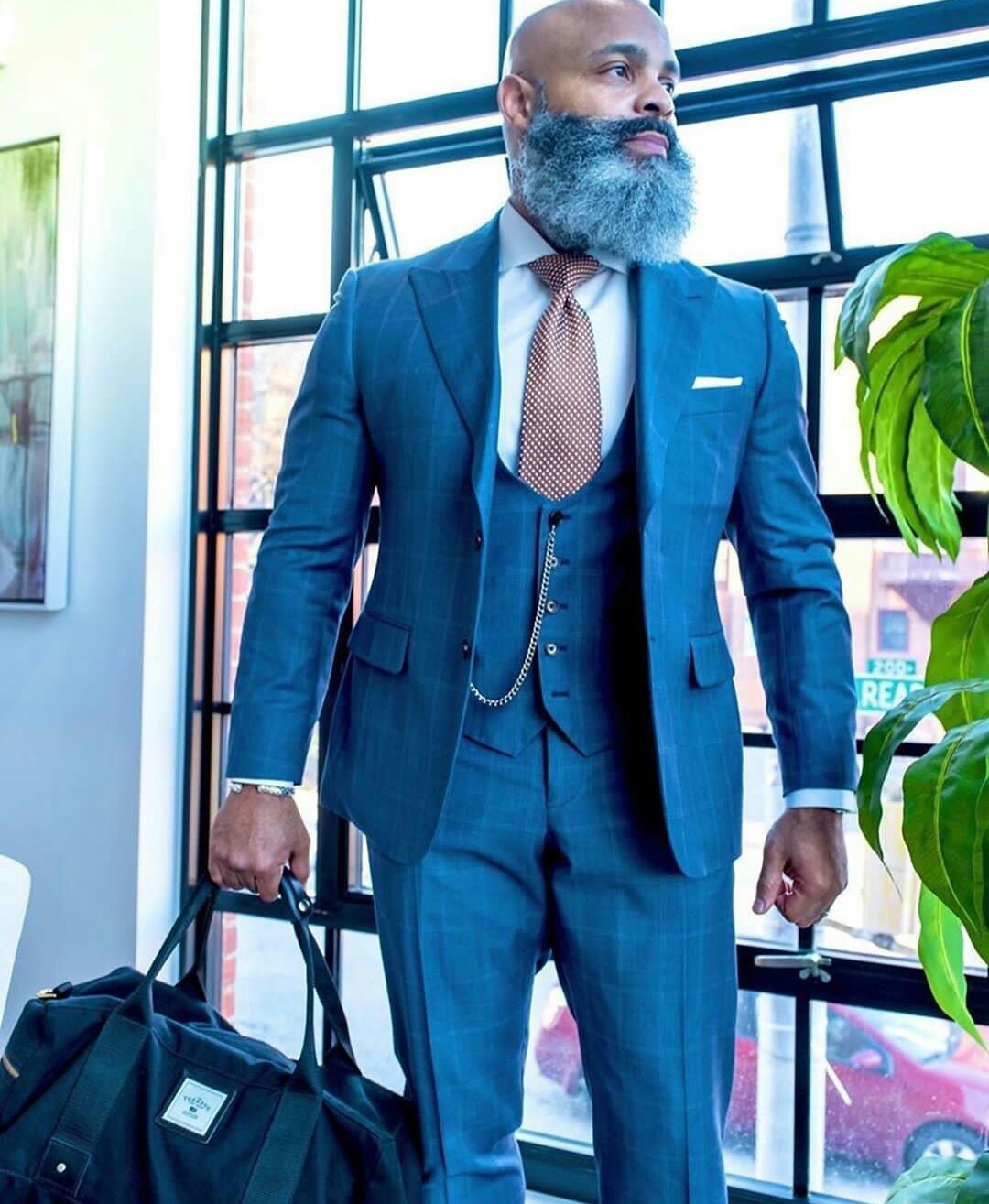 Plus Size Blue Check Wedding Tuxedos Two Buttom Peaked Lapel Groom Wear Party Prom Best Men Blazer Suit(Jacket+Pants)