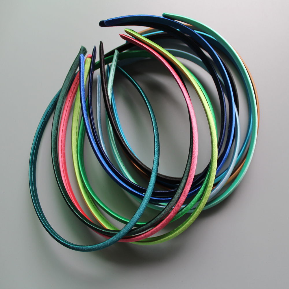 60pcs/lot 10mm Plain Solid Color Satin Covered Resin Hairbands,Ribbon Covered Adult Kids Headbands girl Headband Free Shipping CX200714