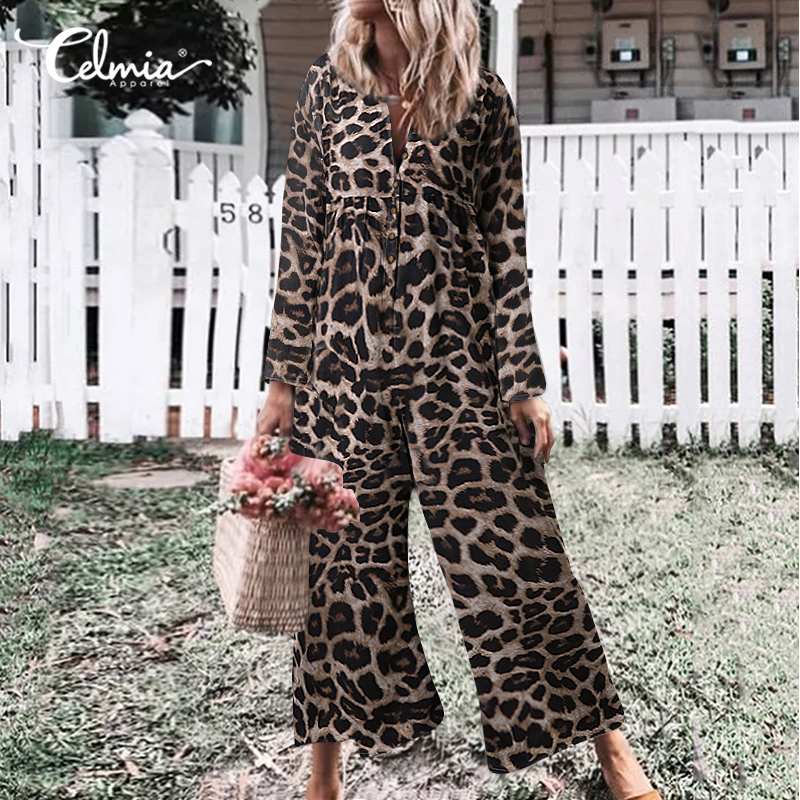 Autumn Leopard Rompers Womens Long Sleeve Long Jumpsuits Celmia Female Work Overalls Casual Wide Leg Pants Loose Playsuits 5XL, Dark grey
Autumn Leopard Rompers Womens Long Sleeve Long Jumpsuits Celmia Female Work Overalls Casual Wide Leg Pants Loose Playsuits 5XL, Dark grey