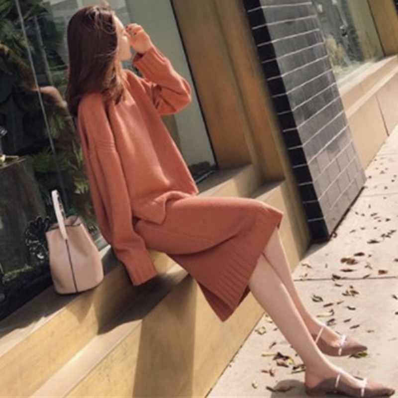 2 Pcs Set Knitted Sweater Dress Women 2020 Long Sleeve Autumn Pullover Dress Women Casual Sweater Top And Knitted Split Skirt, Black
2 Pcs Set Knitted Sweater Dress Women 2020 Long Sleeve Autumn Pullover Dress Women Casual Sweater Top And Knitted Split Skirt, Black