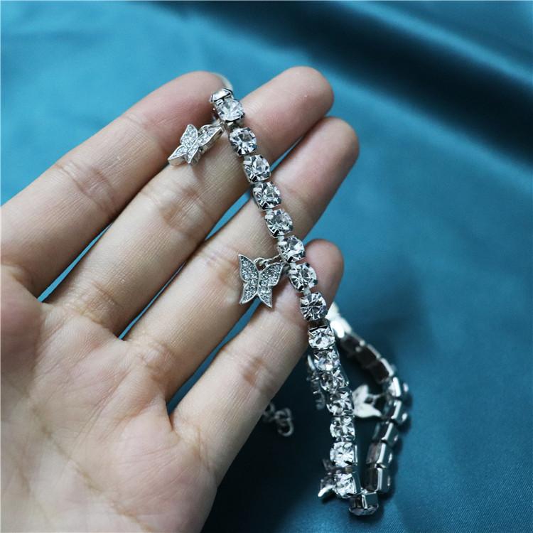 Butterfly Anklet Hip Hop Jewelry for Women High Quality Bling Bling Iced Out Chain Fashion Charm Adjustable Anklet Party Gifts