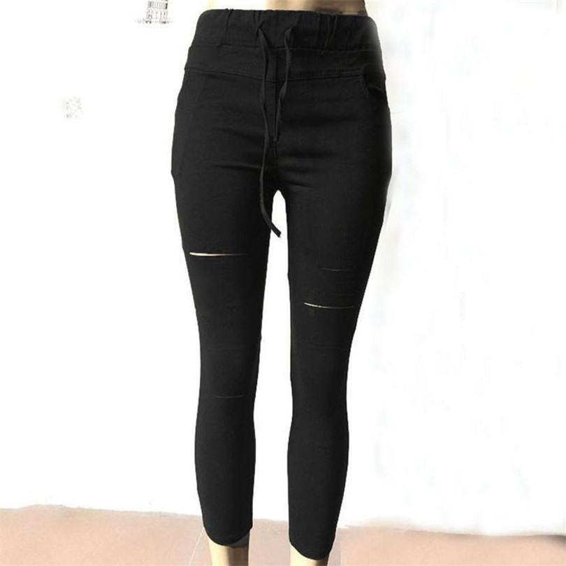 VISNXGI Plus Size Summer Hole Ripped Jeans Women Jeggings Cool Denim High Waist Skinny Jeans Pants Pencil Trousers Black New T200521