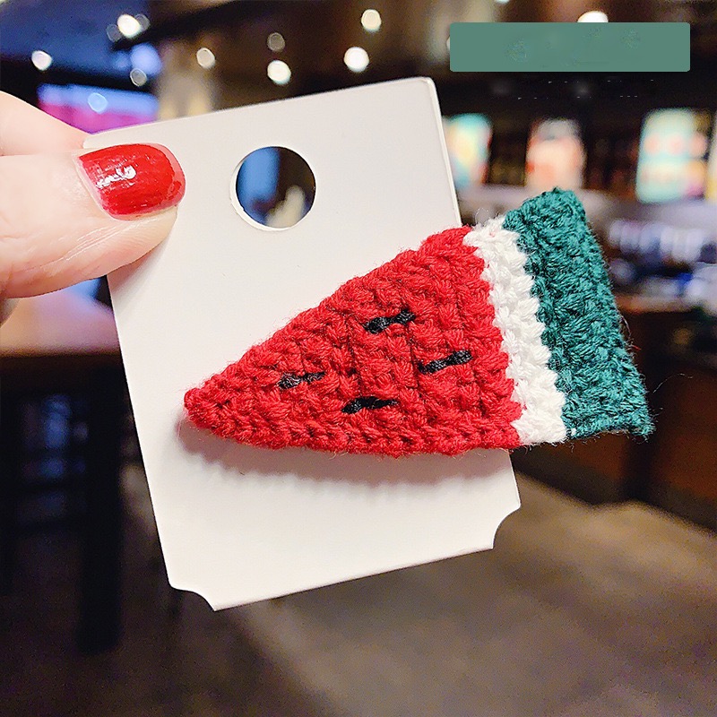 Autumn Winter Knitting Fruit Hairpin Girl Hair Clips Headdress Korean Colorful Baby Clip BB Cute Hairclip