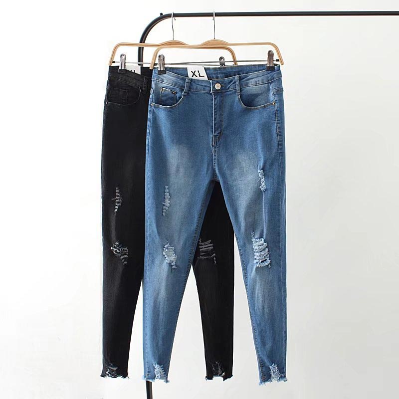 F11 Autumn Casual Skinny Jeans 4XL Plus Size Women Clothing fashion High Stretch Ripped hole Bleached Denim pencil pants 1701, Black
F11 Autumn Casual Skinny Jeans 4XL Plus Size Women Clothing fashion High Stretch Ripped hole Bleached Denim pencil pants 1701, Black