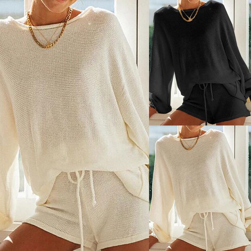 Women Casual Sports Suit Knitted Solid Long-Sleeved O-Neck T-Shirt Shorts Set Workout Tracksuit For Women Running Sportswear Gym, As photo
Women Casual Sports Suit Knitted Solid Long-Sleeved O-Neck T-Shirt Shorts Set Workout Tracksuit For Women Running Sportswear Gym, As photo