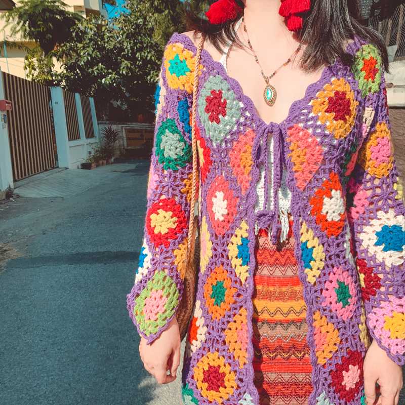 Make heavy industries in Thailand custom exotic hippie pure manual weaving colorful shawl hollow out national wind coat, The picture color
Make heavy industries in Thailand custom exotic hippie pure manual weaving colorful shawl hollow out national wind coat, The picture color