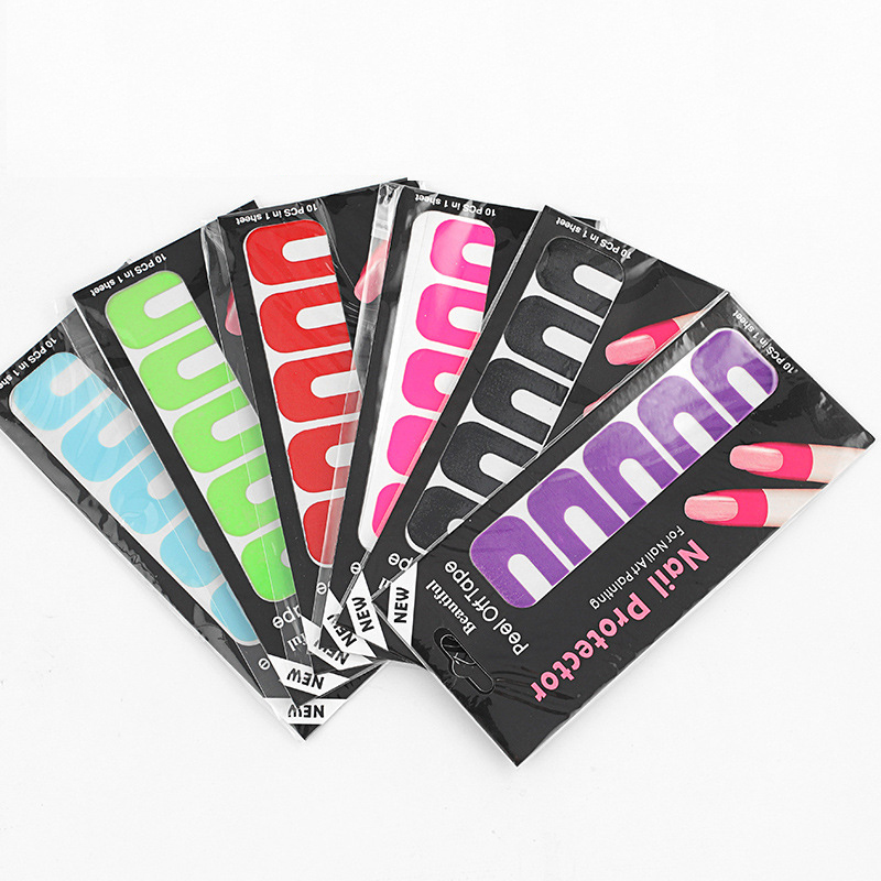 One-time Nail Polish Edge Anti-Flooding Patch U-shape Spill-proof Nail Polish Varnish Protector Stickers Holder Tool Finge Stickers