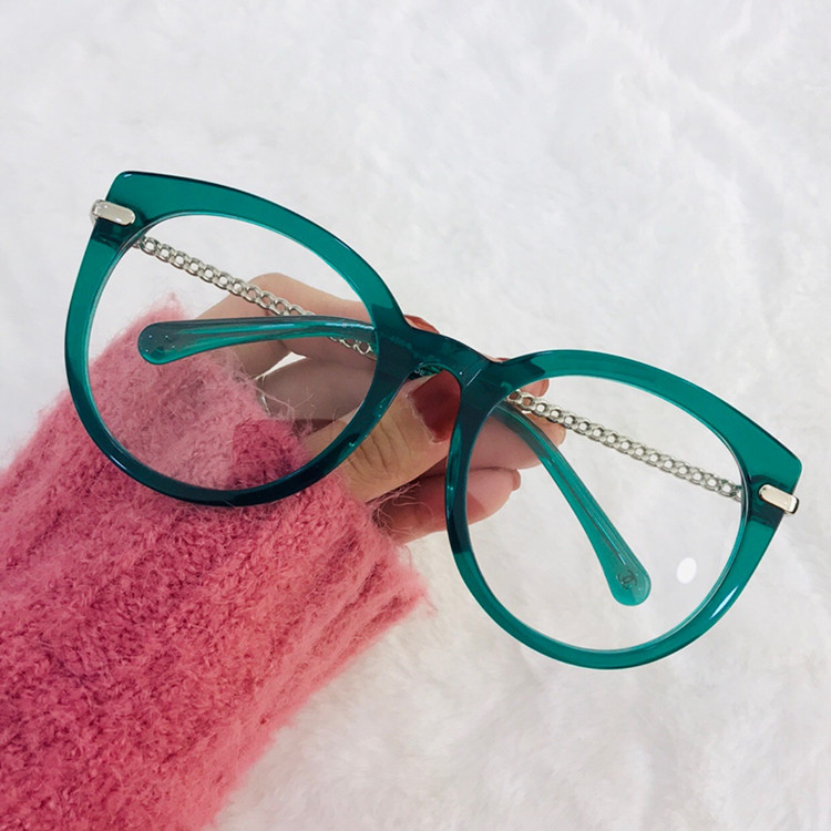 2020 new fashion design CH4568 women's wear chain design Cateye round glasses frame prescription glasses full package box UV400