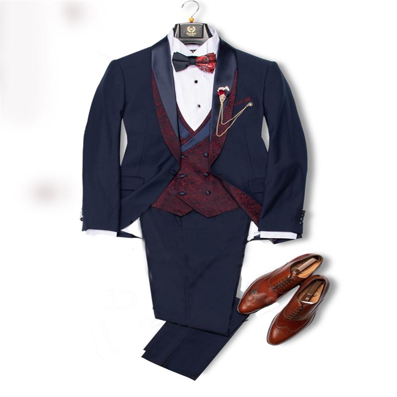 newest handsome 3piece men suits custom made groom suit fit slim printed cotton party formal business suit for man