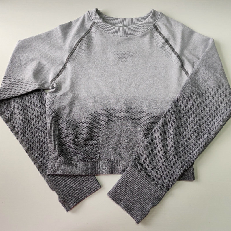 Nepoagym Ombre Cropped Seamless Long Sleeve Crop Top Workout Shirts for Sports Tops Gym Women T200331 T200401