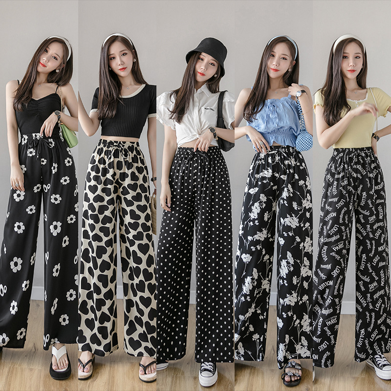 2020 Summer New Chiffon Wide Leg Pants Women High Waist Drape Loose Slim Dot Print Pants Drawstring Femme Elegant Trousers, As shown
2020 Summer New Chiffon Wide Leg Pants Women High Waist Drape Loose Slim Dot Print Pants Drawstring Femme Elegant Trousers, As shown