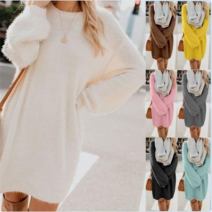 Winter Solid Color Casual Dress Famale Fashion Clothes Women Crew Neck Plush Dress Long Sleeve Loose
Winter Solid Color Casual Dress Famale Fashion Clothes Women Crew Neck Plush Dress Long Sleeve Loose