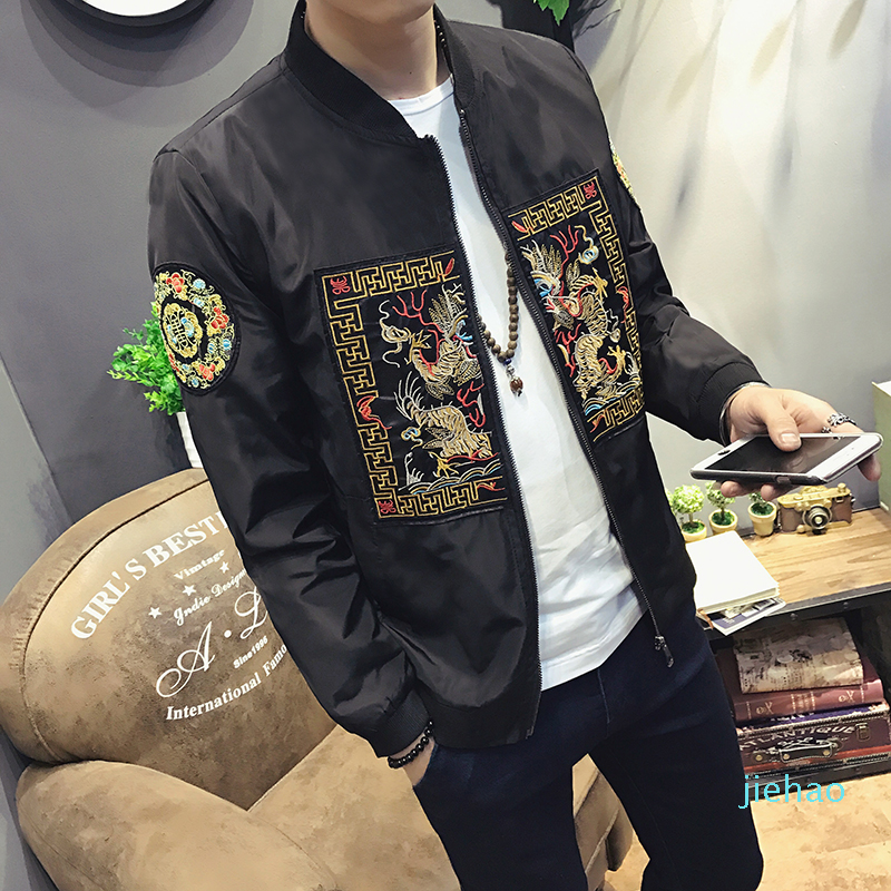 Fashion- Spring Men Bomber Jacket 2020 New Fashion Chinese Long Pao Jackets Men Slim Fit Long Sleeve Casual Coats Windbreaker 5XL-M
