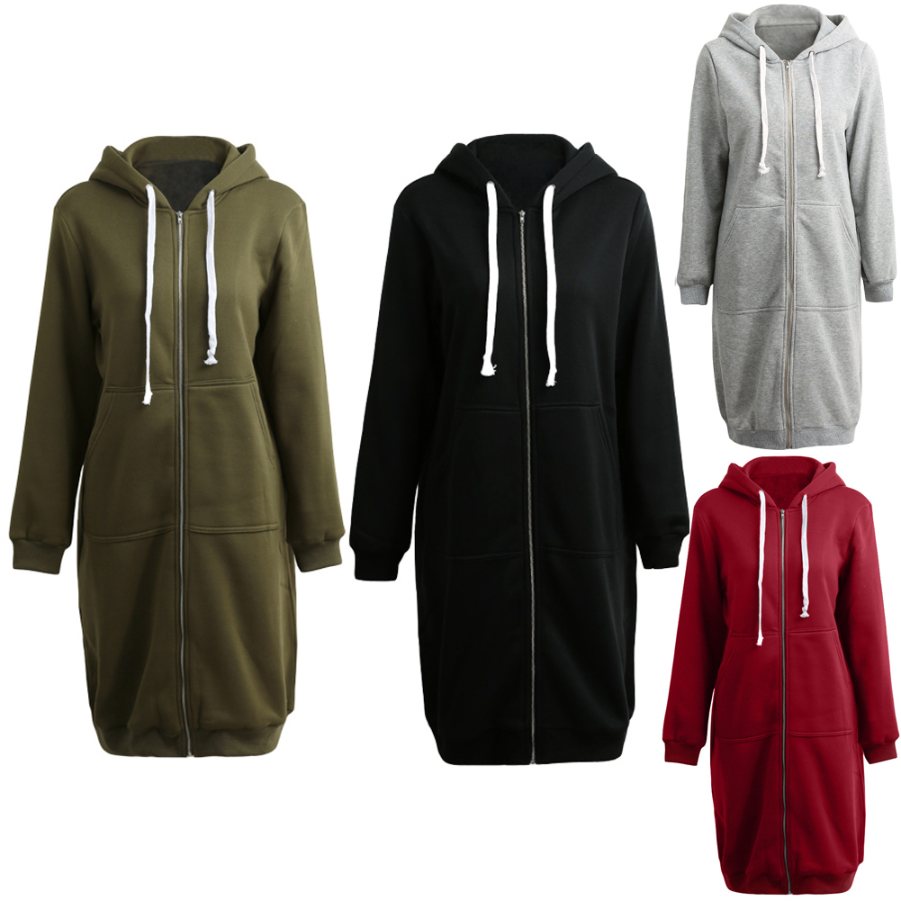 Romacci Women Hoodie Long Sleeve Hoodie Sweatshirts Coat Casual Pockets Zipper Solid Tops Casual Outerwear Jacket MX200613