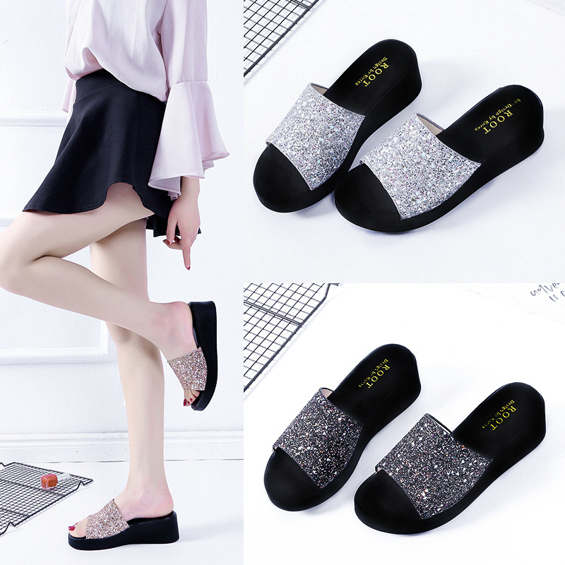 2020 Summer Platform Slippers Women's Fashion Platform Bottom All-match Beach A- line Slippers, Black
2020 Summer Platform Slippers Women's Fashion Platform Bottom All-match Beach A- line Slippers, Black