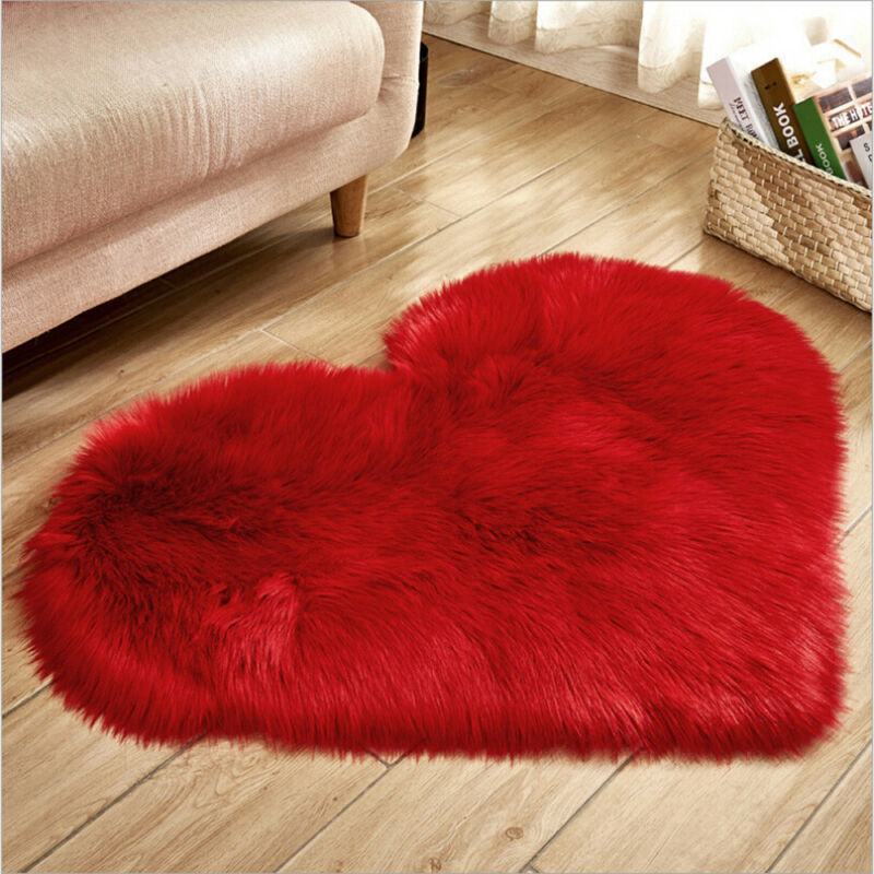 Artificial Wool Carpet Love Heart Shape Fur Rugs Living Room Bedroom Soft Mat Area Rugs Sheepskin Hairy Rug Shaggy Carpet