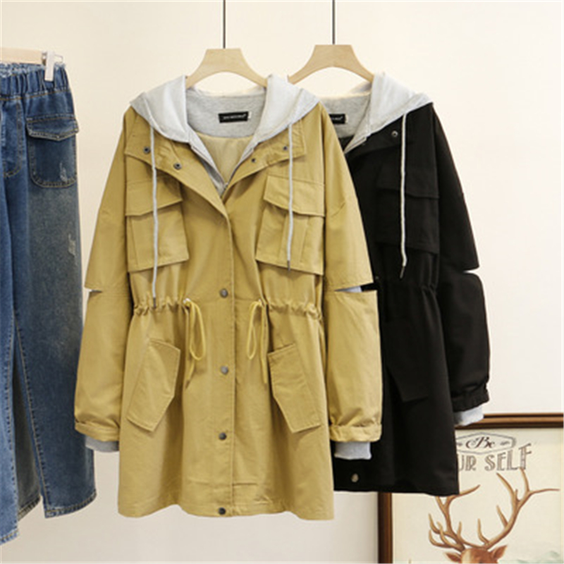 Mid-Length Plus Size Windbreaker Women's 2020 Spring Autumn Fashion New Fake Two-Piece Hooded Windbreaker Jacket Trendy 091, Black
Mid-Length Plus Size Windbreaker Women's 2020 Spring Autumn Fashion New Fake Two-Piece Hooded Windbreaker Jacket Trendy 091, Black