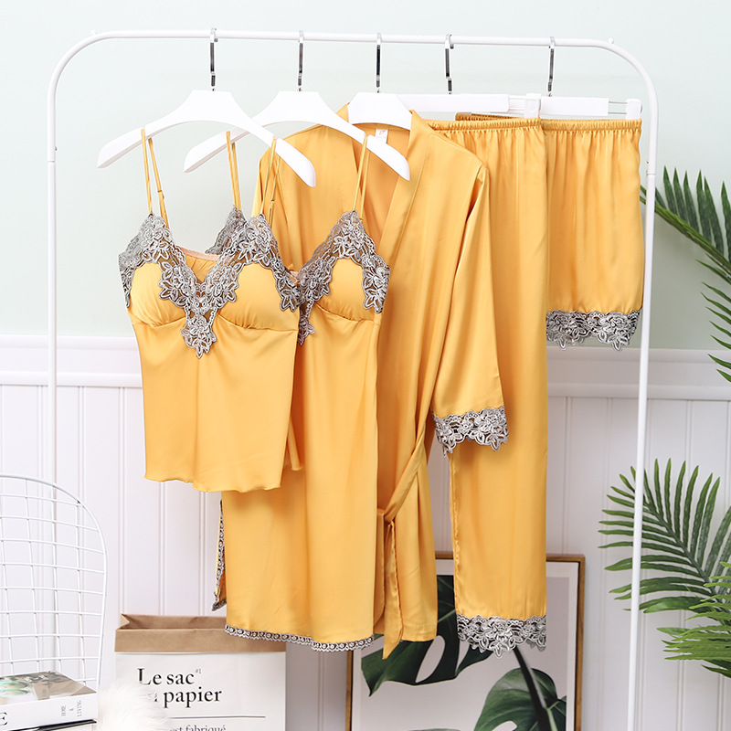 New 5PCS Women Pajamas Sets with Pants Ladies Nightgown Bathrobe Sexy Pyjamas Silk Homewear Negligee Sleepwear Pyjamas Clothing, Red-robe
New 5PCS Women Pajamas Sets with Pants Ladies Nightgown Bathrobe Sexy Pyjamas Silk Homewear Negligee Sleepwear Pyjamas Clothing, Red-robe