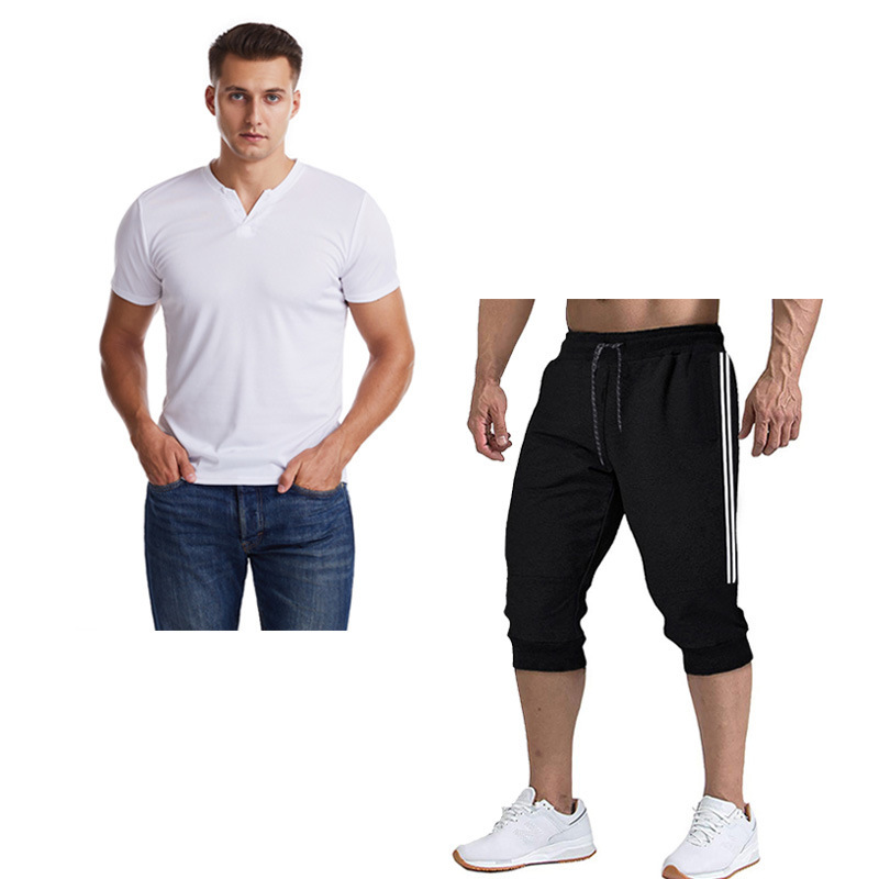 New Summer Men's Set Solid Short Sleeve Tshirt men+Casual Shorts men Cropped pants Sport Fitness Slim Mens Colthing Dropshipping, T3
New Summer Men's Set Solid Short Sleeve Tshirt men+Casual Shorts men Cropped pants Sport Fitness Slim Mens Colthing Dropshipping, T3