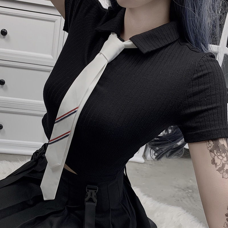 NCLAGEN Gothic Vintage Short Sleeve Shirt Women Streetwear Trund Down Collar Preppy Style Collage Crop Top Girls Bodycon Shirts, Black
NCLAGEN Gothic Vintage Short Sleeve Shirt Women Streetwear Trund Down Collar Preppy Style Collage Crop Top Girls Bodycon Shirts, Black