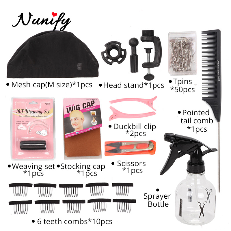 Wig Making Kit Wig Stand With Head Bald Manequin Head T Pins Wig Combs Hair Tools For Women Diy Wigs Making Material Hair Clips CX200716