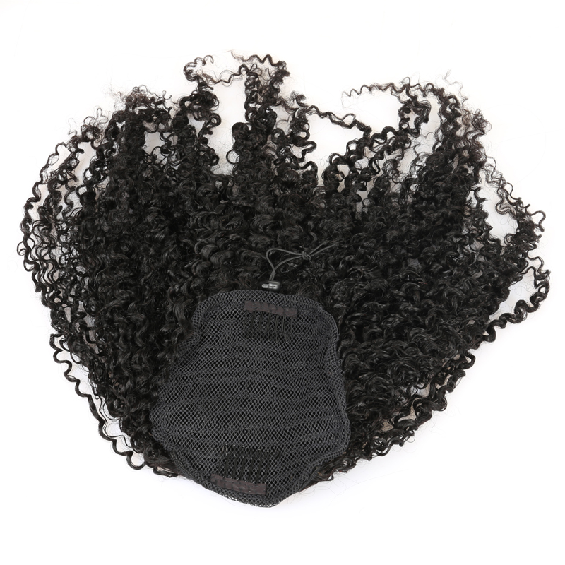 3B 3C Kinky Curly Ponytails Clip Ins Brazilian Virgin Hair Clip In Human Hair Extensions Jet black color 1