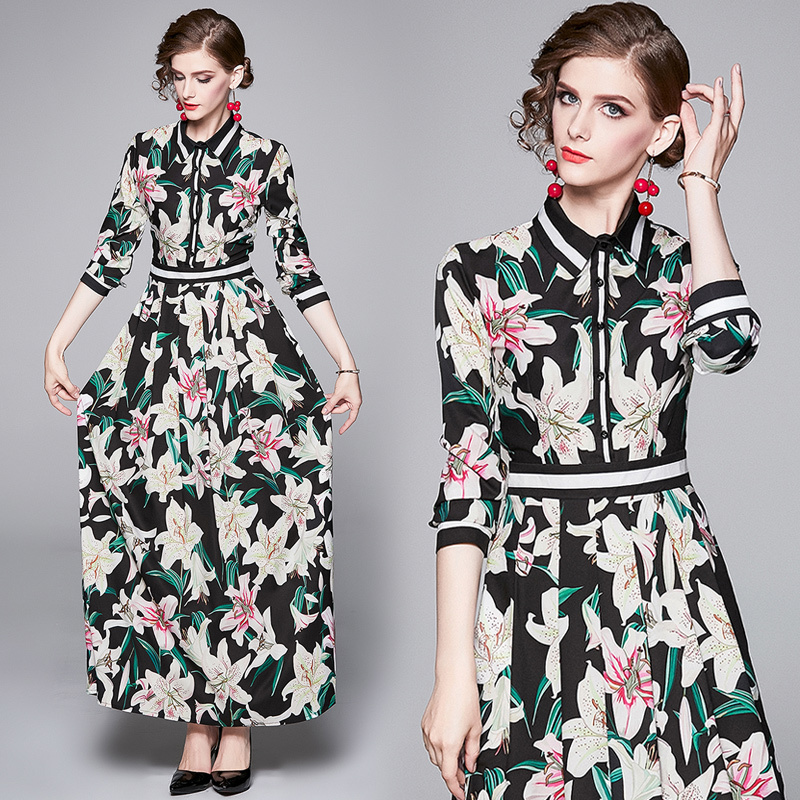 New Arrival Spring Summer Fall Autumn Runway Floral Print Collar Long Sleeve Empire Waist Women Ladies Casual Party Beach Maxi Dress, Multi
New Arrival Spring Summer Fall Autumn Runway Floral Print Collar Long Sleeve Empire Waist Women Ladies Casual Party Beach Maxi Dress, Multi
