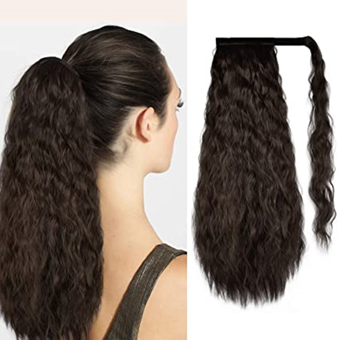 Clip in Ponytail Extension Wrap Around for Women Long Wavy Curly Hair Fluffy Pony Tail 18 Inch