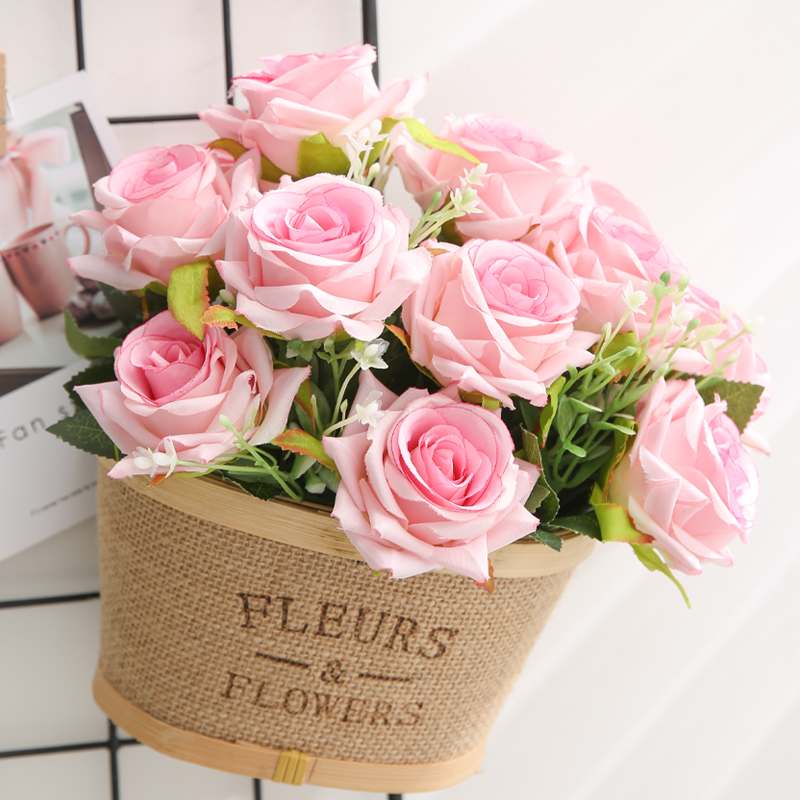 yumai 12 Head Pink Roses Bouquets Artificial Flower Bride Holding Rose Flowers Wedding Table party Decor Accessory
yumai 12 Head Pink Roses Bouquets Artificial Flower Bride Holding Rose Flowers Wedding Table party Decor Accessory