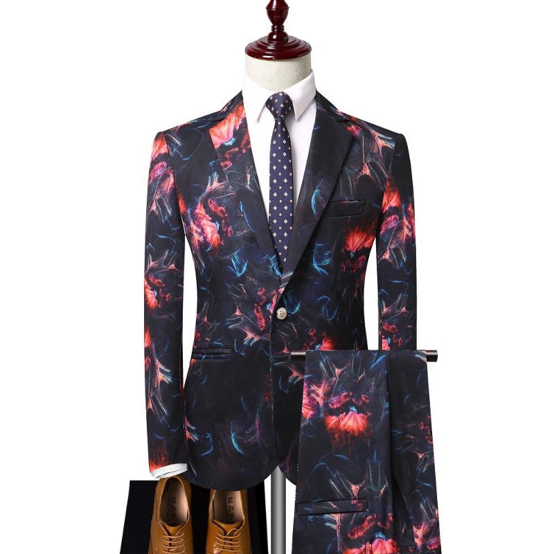 2020 Men's Printed Suit Youth Fashion Casual Single Buckle Flower Suit Two Pieces, Green
2020 Men's Printed Suit Youth Fashion Casual Single Buckle Flower Suit Two Pieces, Green