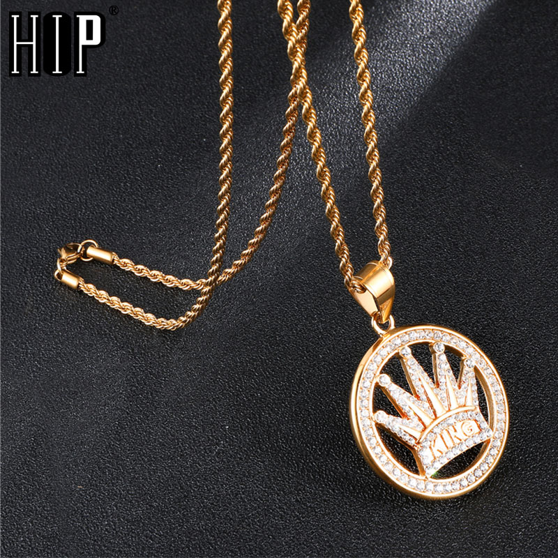 HIP Hop Bling Iced Out Cubic Zirconia Crown Necklaces Titanium Stainless Steel Round Necklaces & Pendants for Men Jewelry
HIP Hop Bling Iced Out Cubic Zirconia Crown Necklaces Titanium Stainless Steel Round Necklaces & Pendants for Men Jewelry