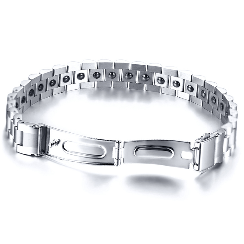 BLACK HEMATITE MAGNETIC THERAPY WATCHBAND BRACELET FOR MEN STAINLESS STEEL LINK BRACELETS GIFT FOR HIM HER CX200731