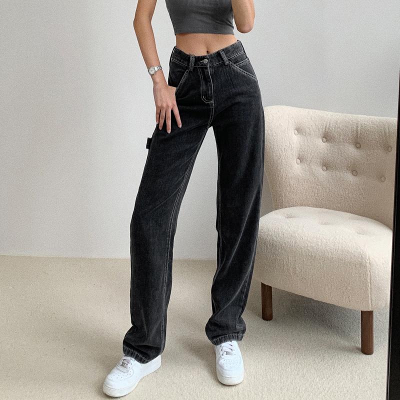 Straight Jeans for Women High Waist Loose Relaxed Washed Boyfriend Big Pockets Baggy Black Denim Pants Fashion 2020 Hot Sale
Straight Jeans for Women High Waist Loose Relaxed Washed Boyfriend Big Pockets Baggy Black Denim Pants Fashion 2020 Hot Sale