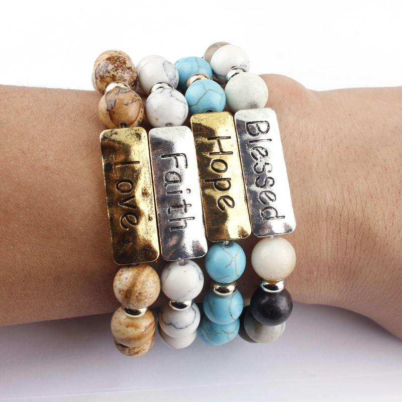 10mm Natural Stones Engraved Bar Semi-precious Beads Blessed Stretch Bracelet for Women Handmade Best Wishes Bracelets Jewelry Accessories
10mm Natural Stones Engraved Bar Semi-precious Beads Blessed Stretch Bracelet for Women Handmade Best Wishes Bracelets Jewelry Accessories
