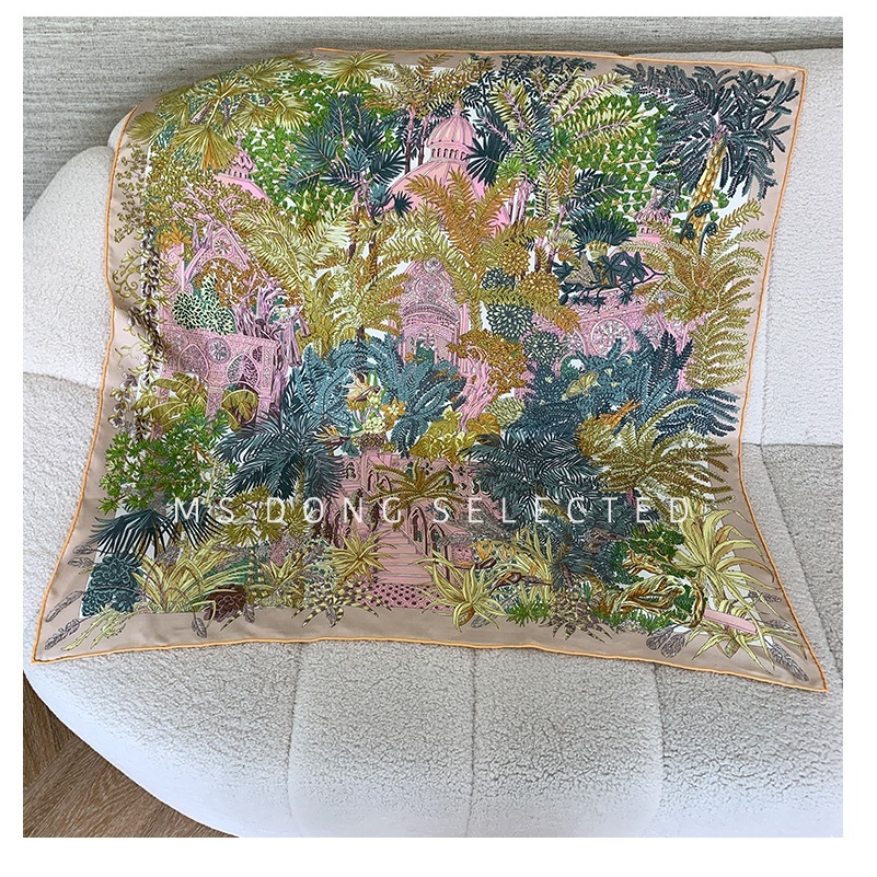 Women 100% Twill Silk Scarf Fashion Print Large Square Silk Scarfs Shawl Hijab Foulard 88X88CM CX200728