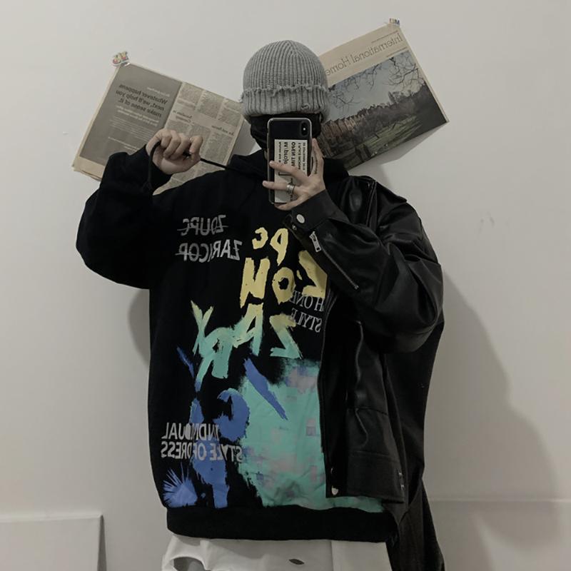Winter Korean Retro Harajuku Hip Hop Graffiti Print Loose Casual Plus Fleece Hoodie Men and Women Trendy Couples, Black
Winter Korean Retro Harajuku Hip Hop Graffiti Print Loose Casual Plus Fleece Hoodie Men and Women Trendy Couples, Black