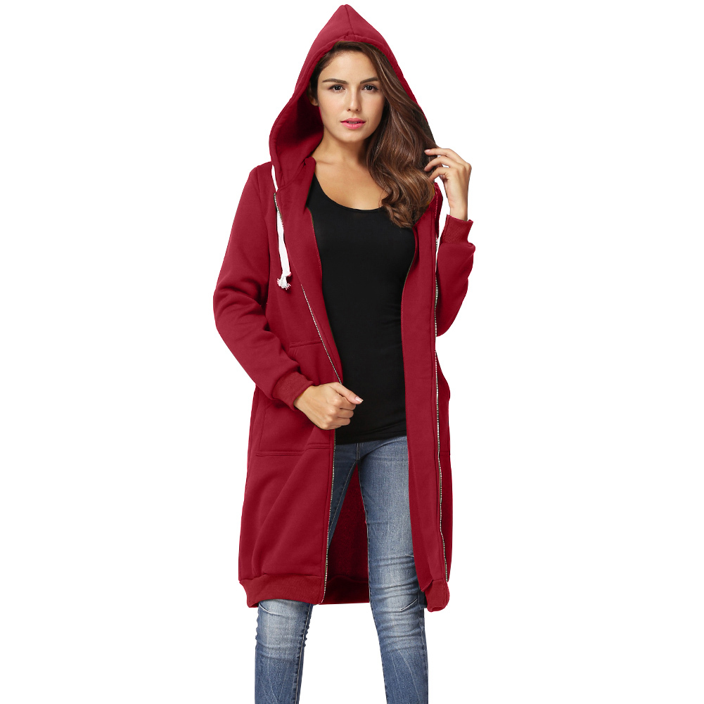 Romacci Women Hoodie Long Sleeve Hoodie Sweatshirts Coat Casual Pockets Zipper Solid Tops Casual Outerwear Jacket MX200613