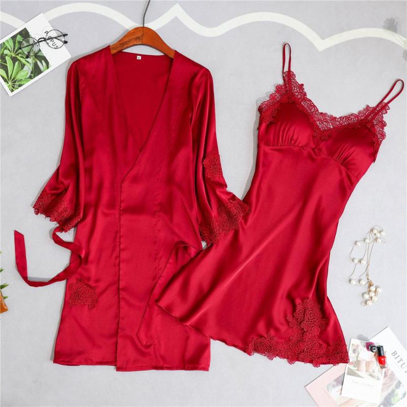Robe Gown Sets Women Summer Lace Silk Dress Leisure Elegant 2pcs Sleep Lounge Robe Sleepwear Womens Nightdress Soft Bathrobe New, Gray nighty
Robe Gown Sets Women Summer Lace Silk Dress Leisure Elegant 2pcs Sleep Lounge Robe Sleepwear Womens Nightdress Soft Bathrobe New, Gray nighty