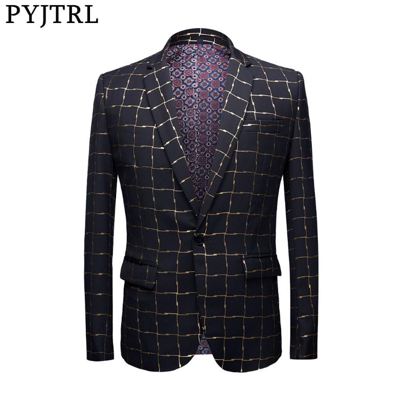 PYJTRL Brand New Men Fashion Gold Plaid Blazer Masculino Slim Fit Design Plus Size Male Casual Suits Jacket Veste Homme Costume, Flat lapel
PYJTRL Brand New Men Fashion Gold Plaid Blazer Masculino Slim Fit Design Plus Size Male Casual Suits Jacket Veste Homme Costume, Flat lapel