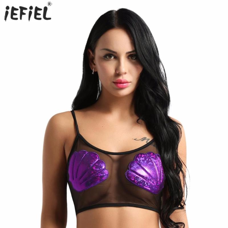 Women Crop Top See Through Sheer Mesh Mermaid Sea Shell Spliced Tank Top Spaghetti Straps Sexy Women Underwear Vest Tops, Black
Women Crop Top See Through Sheer Mesh Mermaid Sea Shell Spliced Tank Top Spaghetti Straps Sexy Women Underwear Vest Tops, Black