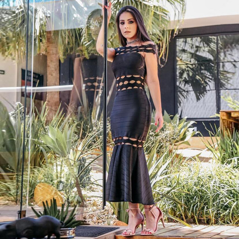 Summer Mature Women Simple Black Slash Neck Sleeveless Hollow Out Prom Vintage Wear Rayon Bandage Dress
Summer Mature Women Simple Black Slash Neck Sleeveless Hollow Out Prom Vintage Wear Rayon Bandage Dress