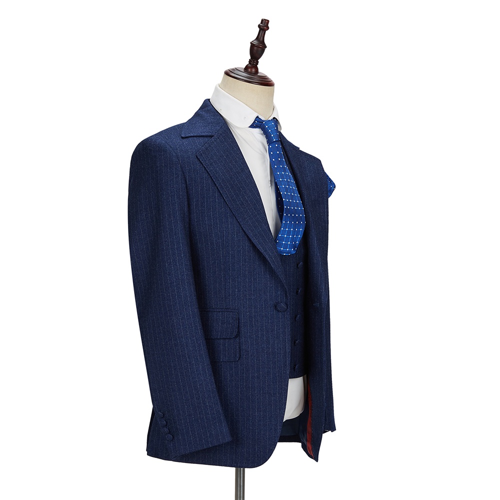 Navy Blue New Men Suits 3 Pieces Tailor-made Suit Costume Business Latest Design Casual Groom Wedding Party