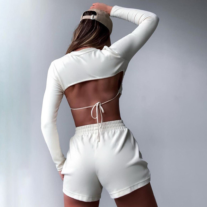 Sexy Backless Short Sport Set Women Fitness Clothing Crop Top Gym Shorts Casual Workout Suit 2 Piece Sports Wear Set, Pink
Sexy Backless Short Sport Set Women Fitness Clothing Crop Top Gym Shorts Casual Workout Suit 2 Piece Sports Wear Set, Pink