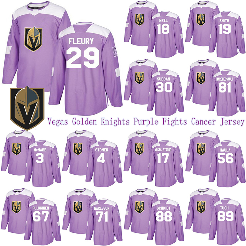 Vegas Golden Knights Purple Fights Cancer Jersey 29 Marc-Andre Fleury 75 Ryan Reaves 61 Mark Stone 19 Reilly Smith Hockey Jerseys, Black;red
Vegas Golden Knights Purple Fights Cancer Jersey 29 Marc-Andre Fleury 75 Ryan Reaves 61 Mark Stone 19 Reilly Smith Hockey Jerseys, Black;red
