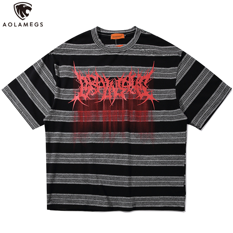 Aolamegs Men T Shirt Cool Striped Print Casual Fashion Couple Loose Hit Color Retro Punk Cool Harajuku Beach Summer Streetwear, Gray
Aolamegs Men T Shirt Cool Striped Print Casual Fashion Couple Loose Hit Color Retro Punk Cool Harajuku Beach Summer Streetwear, Gray