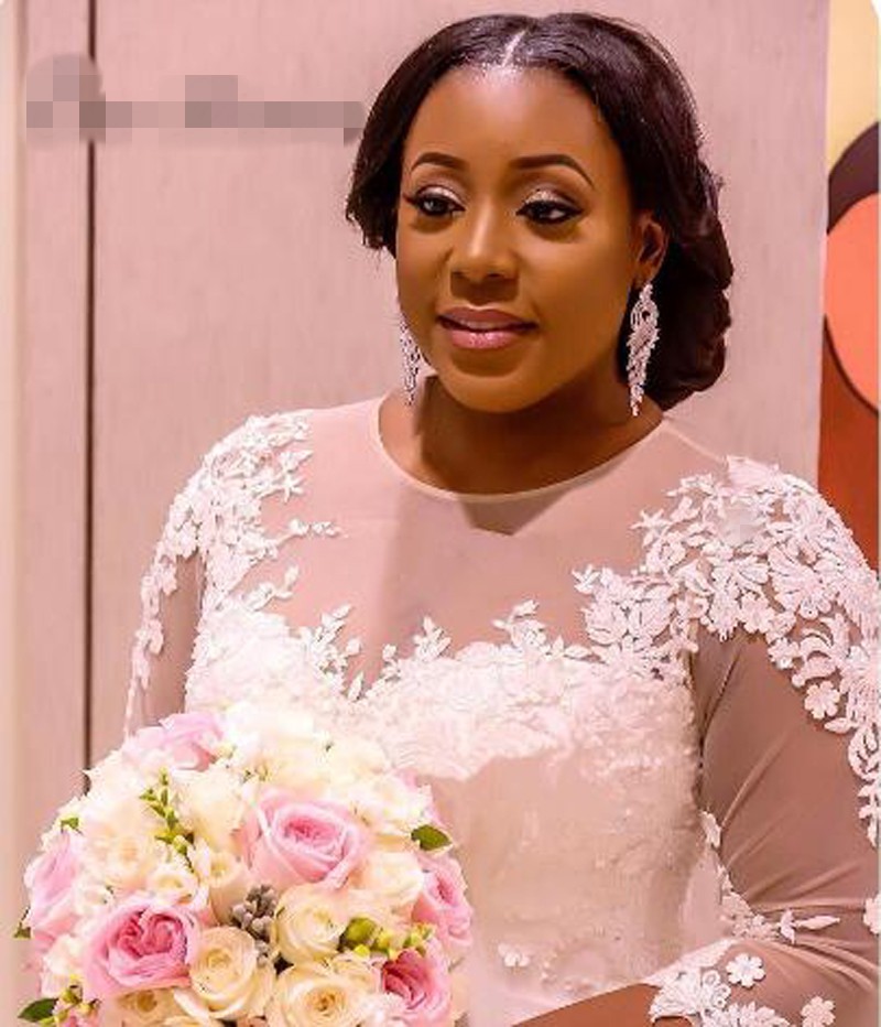 3/4 Sleeves Sheer Neck See Through Africa Mermaid Wedding Dresses 2020 Pure White Color Plus Size covered buttons Custom Made Wedding Gown