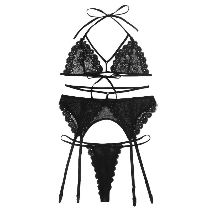 New Women Plus Size Lingerie Lace Bra+Thong Underwear Set Black Sleepwear See Through Bra and Panty Set sujetador encaje A50
New Women Plus Size Lingerie Lace Bra+Thong Underwear Set Black Sleepwear See Through Bra and Panty Set sujetador encaje A50
