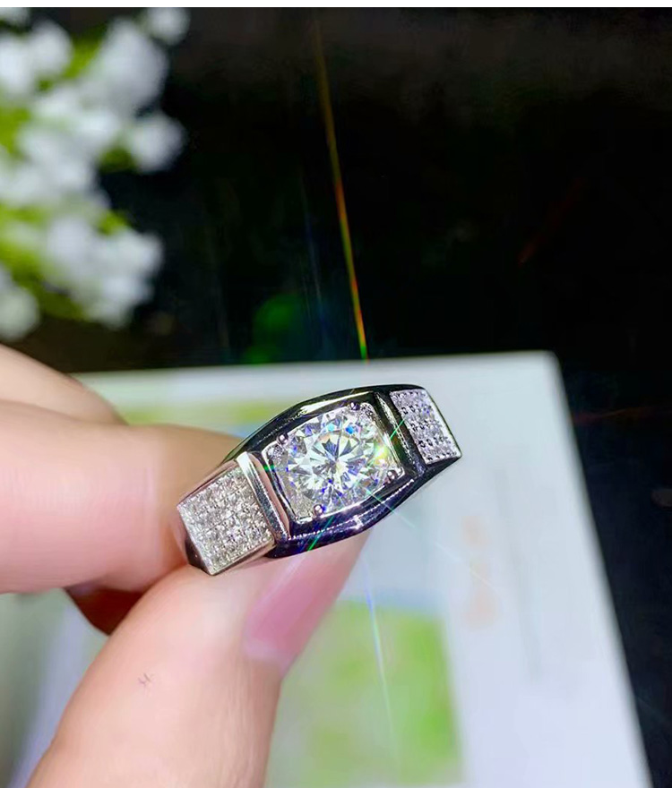 Choucong Brand Stunning Luxury Male Jewelry Real 925 Sterling Silver Round Cut Large White Topaz Diamond Promise Wedding Band Ring Foe men